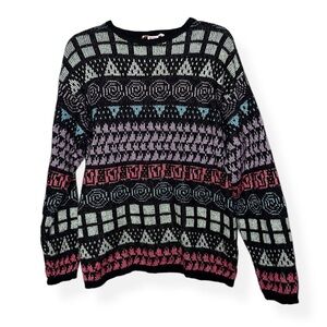 3/$20 💥 Vintage Lindsey Blake Wool Blend‎ Cozy Geometric Print Crewneck Sweater